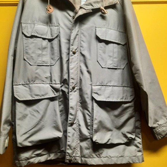 Vtg Woolrich Khaki Blanket Wool lining Chore Parka Field Hiking Jacket LG - Picture 3 of 14